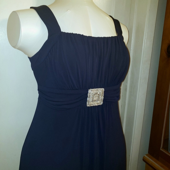 SALE EnFocus Navy beaded floor length gown 14 - Picture 2 of 8